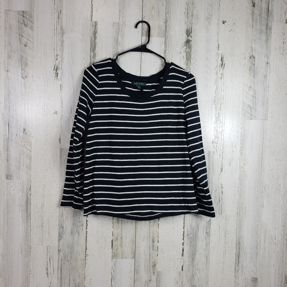 Lauren Ralph Lauren black,white striped top L